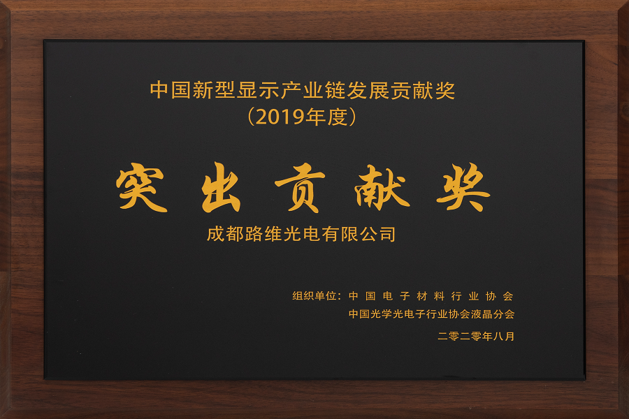 中国新型显示产业链发展贡献奖（2019）突出贡献奖